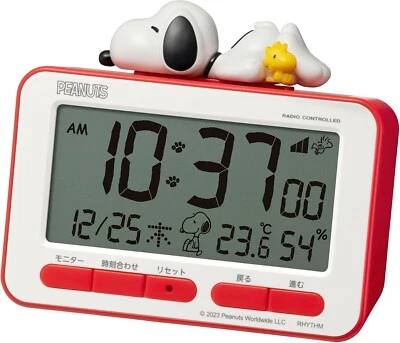RHYTHM Snoopy alarm clock digital radio clock 3D figure electronic sound Japan - Image 1 of 4