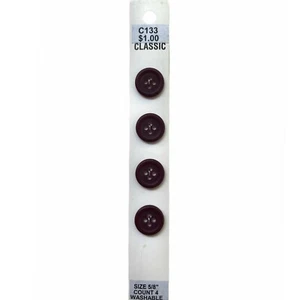Buttons Red Round Dark Burgundy 4Hole 4Pack 5/8" Vintage Blumenthal Lansing C133 - Picture 1 of 7