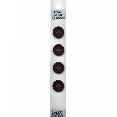 Buttons Red Round Dark Burgundy 4Hole 4Pack 5/8" Vintage Blumenthal Lansing C133 - Image 1 of 4