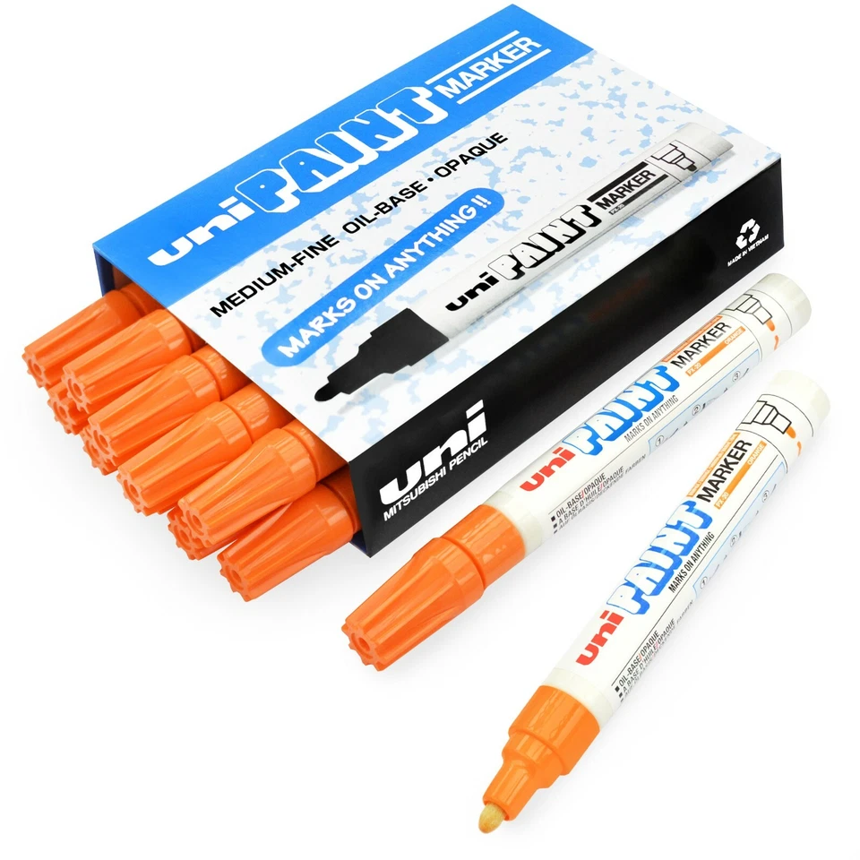 UNIBALL Uni-Ball PX-20 Paint Marker - Permanent Ink - Medium Nib - Orange - 12er Pack