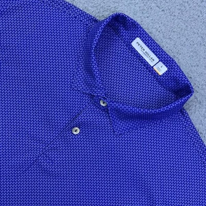 Peter Millar Crown Sport Men's Featherweight Nautical Knot Polo Large Blue Shirt - Picture 1 of 10