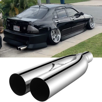 Silenciador de punta de escape de tubo de escape doble tubo de explosión para Lexus IS 300 250 2,5"" a 3"" 19" de longitud Foto 1 de 4