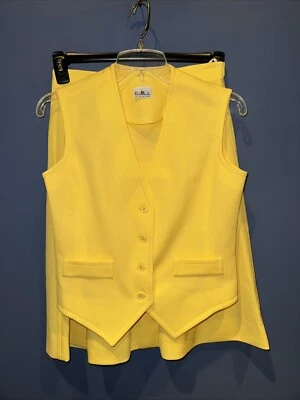 Small Yellow Skirt Outfit, Vest, Skirt, Polyester Vintage 1960 Bodin Knits - Image 1 of 4