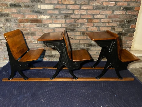 Vintage School Desk Set / Antique Student Desks, Used, Excellent Condition, $75 Cover