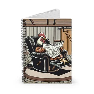 Spiral Notizbuch linierte Linie Huhn Zeitungslesen Design 3 - Bild 1 von 6