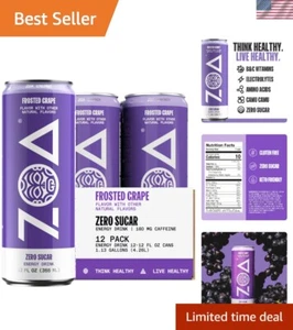 12-Pack Sugar-Free Energy Drinks with Vitamin C and Electrolytes - Frosted Grape - Picture 1 of 9