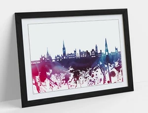 DERRY CITY SKYLINE PÚRPURA SPLASH ART - ENMARCADO ARTE DE PARED IMAGEN PÓSTER IMPRESO - Imagen 1 de 10