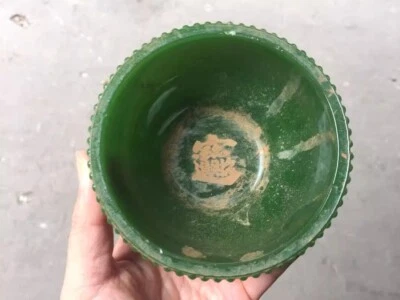 Antiguo cuenco verde esmaltado, antiguo chino Foto 1 de 4