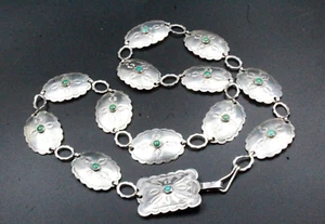 Vintage Sterling Silver Navajo Fred Harvey Era Turquoise Conch Link 1950's Belt - Picture 1 of 10