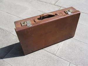 LEATHER SUITCASE BROWN OLDTIMER MG JAGUAR PORSCHE 356 MERCEDES SL KARMANN VW BUG - Bild 1 von 12