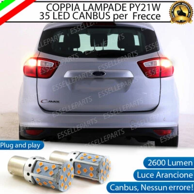 COPPIA LAMPADE PY21W CANBUS 3.0 35 LED FORD C-MAX MK2 FRECCE POSTERIORI NO ERROR - Immagine 1 di 4