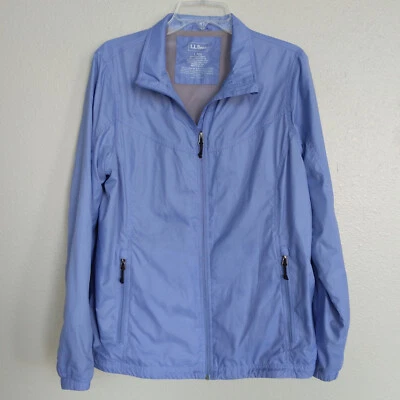 LL Bean женщин ветровка куртка молнии Periwinkle длинный Slv ~ размер L - Изображение 1 из 4