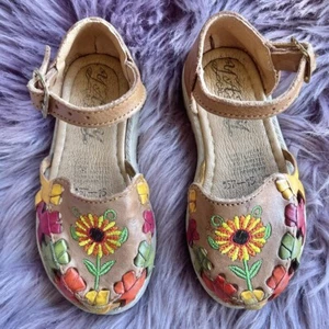 Mexican Huaraches Colorful Leather Sunflower Embroidery Strap Shoes Toddler 7 - Picture 1 of 14
