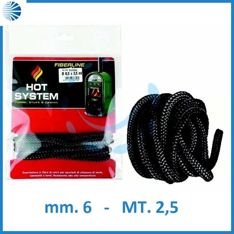 Guarnizione stufa pellet camino alta temperatura tonda mm. 6 mt.2,5 - Immagine 1 di 1