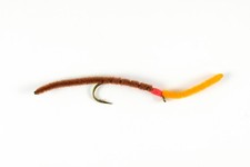 Fly Fishing Flies (Bass, Trout, Bream) Two Tone San Juan Worm Brown Orange (x 6)