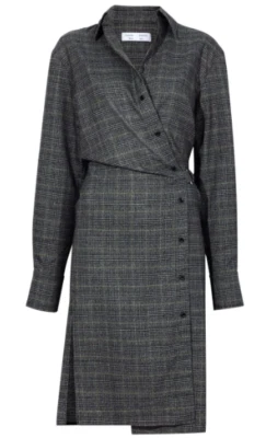 Proenza Schouler White Label Plaid Suiting Long Sleeve Wrap Dress sz 6 - Image 1 of 4