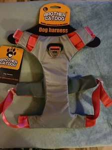 BROTHER CATDOG Gray & Red Dog Harness Size Large New With Tags - Picture 1 of 8