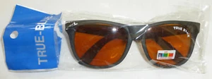 Gafas de sol vintage TRUE BLUE con lentes de bloque azul UV, marco negro, nuevas con etiquetas - Imagen 1 de 1