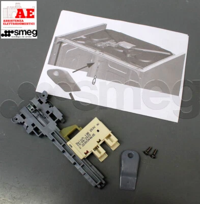 KIT SERRATURA CHIUSURA PORTA LAVASTOVIGLIE SMEG ORGINALE + ISTRUZIONI