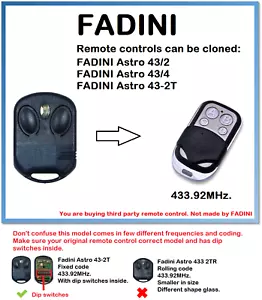 FADINI Astro 43-2T Duplicatore Telecomando Universale 4 Canali 433,92 MHz. - Foto 1 di 6
