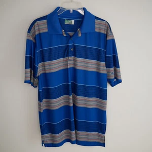 Ben Hogan L Golf Polo Shirt Blue Stripes Gray Performance Athletic - Picture 1 of 10