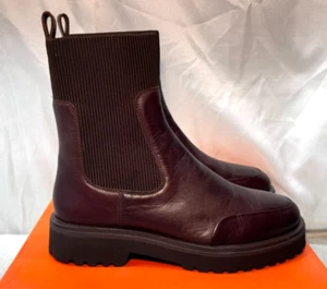 John Lewis Leather Ankle Boots UK 7 / 40 Purcie Brown Pull On Elasticated Panel - Picture 1 of 17