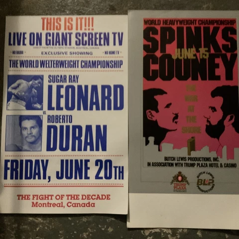 2 original boxing posters. vintage. sugar ray leonard roberto duran cooney Cover