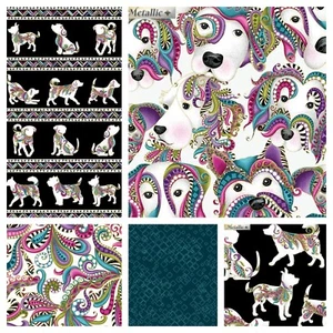 Dog Fabric: Dog On It 100% Cotton Quilting Fabric by Ann Lauer for Benartex - Picture 1 of 11