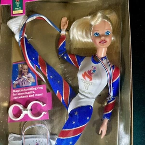 Mattel VINTAGE Barbie Doll Toy Olympic Gymnast 1995 Blonde - Damaged Box - Picture 1 of 13