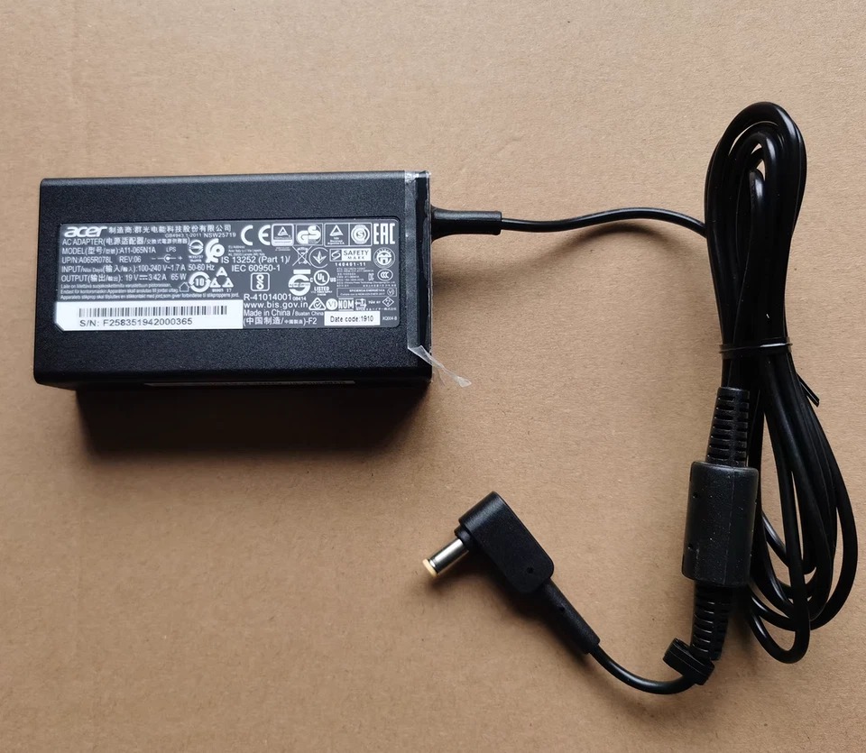 Genuine Acer 65w Adp-65vh F AC Adapter 19v 3.42a With Power Cord