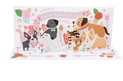 Valentines Day Panoramic 3D Greeting Card - Puppy Love - Image 1 of 4