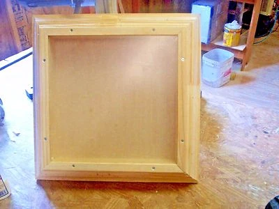 SOLID PINE 16 X 16 X 3  CROWN MOLD FRAME, SHADOW BOX, DISPLAY CASE, FRONT LOAD - Image 1 of 4