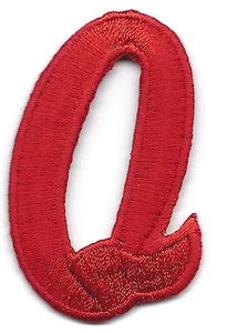 SCRIPT LETTERS - Red Script  2" Letter "Q" - Iron On Embroidered Applique - Picture 1 of 1