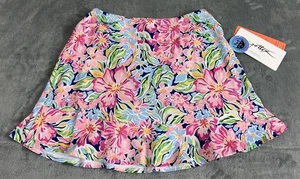 GOTTEX Skort Sz S Pink Blue Floral Golf Tennis Pickleball Knit Ruffle NWT - Picture 1 of 9