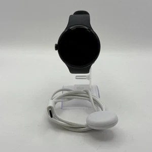 Google Pixel Watch 3 45mm Black Aluminum (GPS)  Black Sport Band -Good - Picture 1 of 5