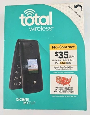 Total Wireless Alcatel MyFlip 2 Flip Phone 4G LTE 4GB Bluetooth Open Box - Image 1 of 4
