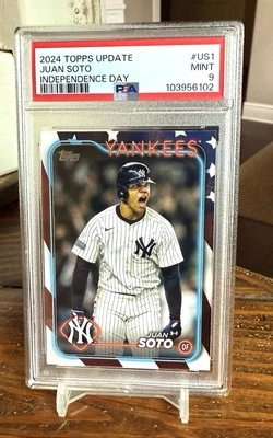 Juan Soto Independence Day /76 2024 Topps Update POP 2 PSA 9 Serial # Parallel - Image 1 of 2