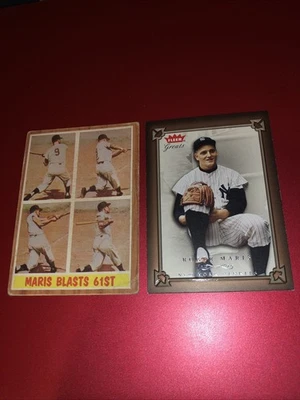 1962 Topps - #313 Maris Blasts 61st and 2004 Fleer - #16 Roger Maris - Image 1 of 3
