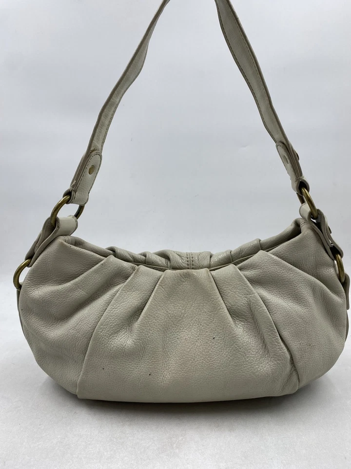 Vera Wang Women Ivory Leather Shoulder Bag - Image 1 of 4