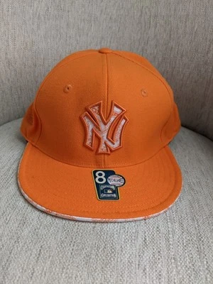 Sombrero ajustado de los Yankees de Nueva York 8 Colección Cooperstown Mitchell Ness Naranja Paisley Foto 1 de 4