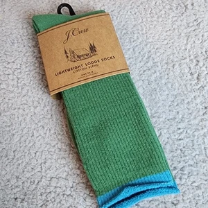 J Crew Lodge Socks Lightweight Cotton Blend Blue Green AU411 One Size Stretch - Picture 1 of 7