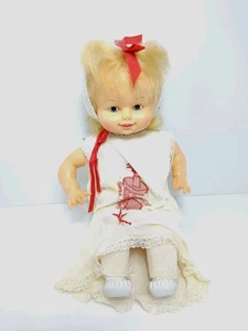 Muñeca Horsman Happy Baby 1976 tira de la cuerda hablando Kiss Me Goodnight 14" FUNCIONA - Imagen 1 de 10