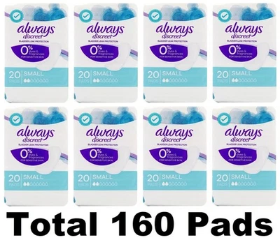 160 x ALWAYS DISCREET PADS SMALL BLADDER LEAK PROTECTION BRAND NEW (8 x PK20) - Image 1 of 4