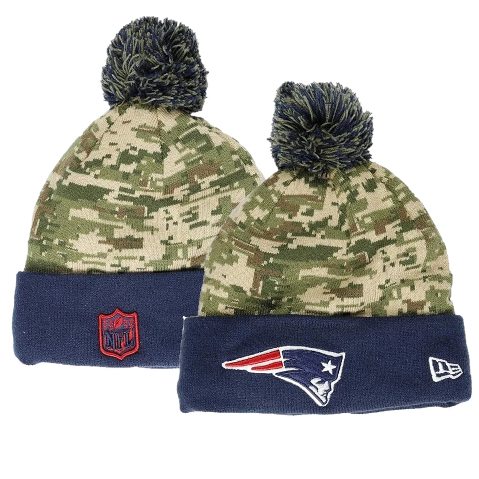 New England Patriots Beanie New Era NFL Camo Knit Bommelmütze - Neu