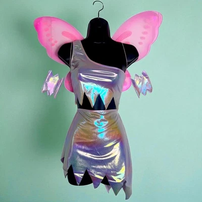Small Butterfly Fairy Halloween Costume Set Wings Faerie Skirt Festival Rave - Image 1 of 4