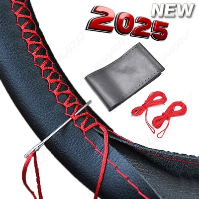 Genuine Leather 15" Diameter Steering Wheel Cover Accessories For Mercedes-Benz - Image 1 of 4