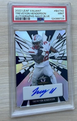 PSA 9 - 2022 Leaf Valiant - Treveyon Henderson #BA-TH2 Navy Blue 11/20 (RC) - Image 1 of 2
