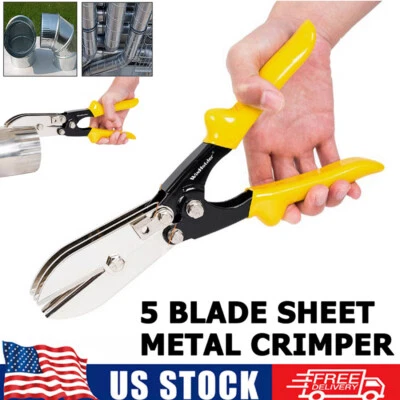 5 Blade Crimper For Stove Pipe Duct HVAC Gutter Sheet Metal Crimping Hand Tool - Image 1 of 4