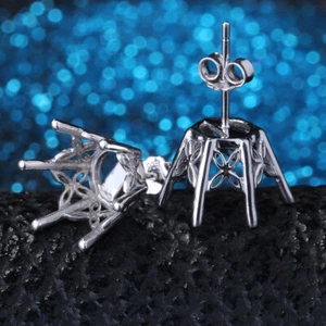 10mm Round Vintage Filigree Solitaire 14k White Gold Semi Mount Stud Earrings - Picture 1 of 7