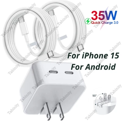 适用于 iPhone 15 iPad Pro Air 35W USB C 快速充电器 PD C 型电缆 电源适配器 — 第 1/4 张图片